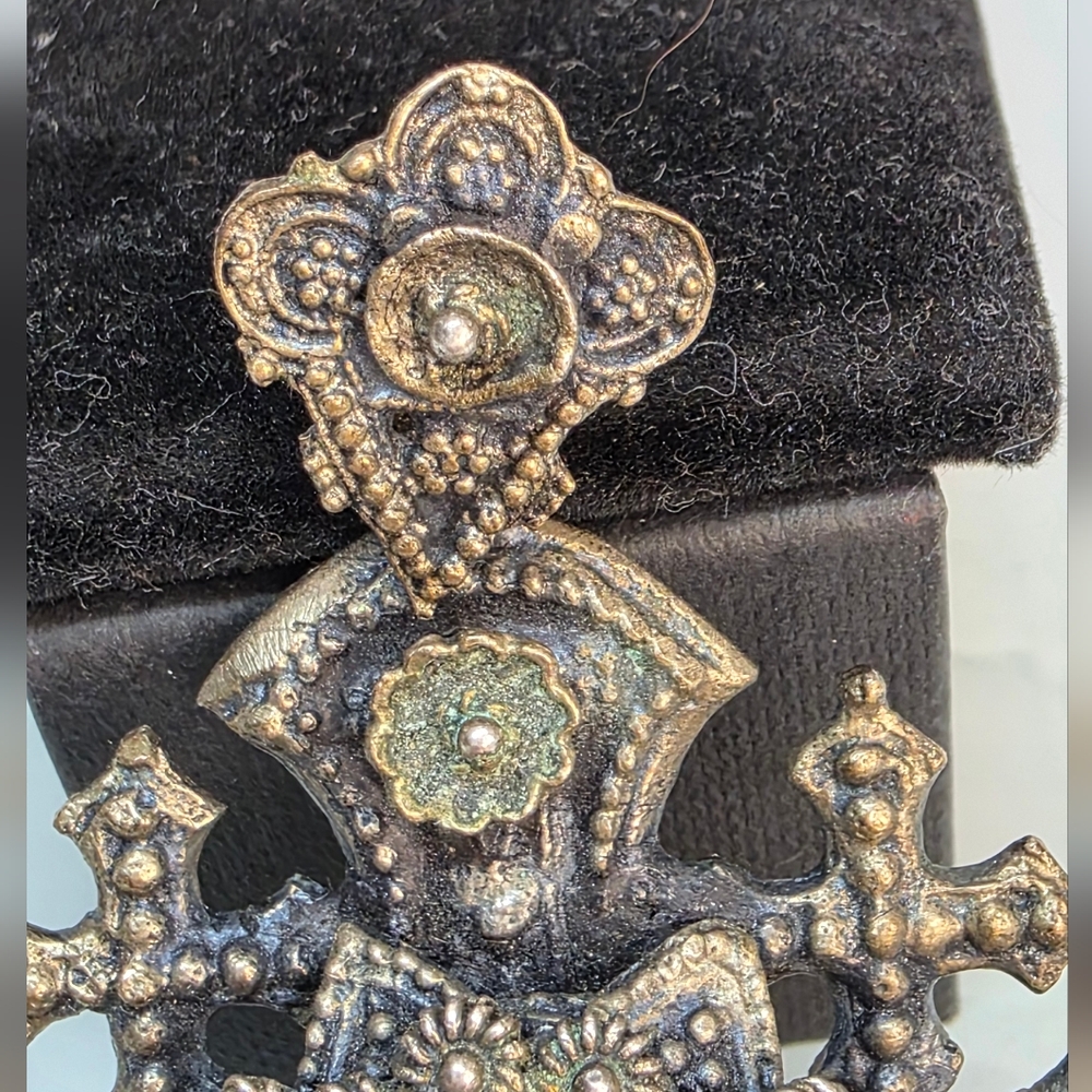 ANTIQUE CONTINENTAL 800 SILVER GOTHIC CROSS Brooch / Pendant | ca. 1900-1915 - Picture 6 of 12